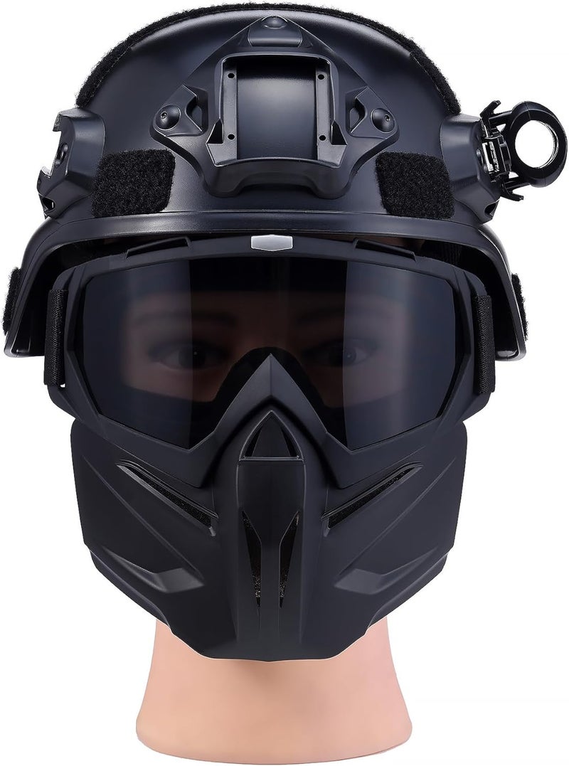 OQUQO Airsoft Tactical Helmet, Full Face Mask for Men, Paintball Helmet, NVG Mount and Side Rails, Adjustable Strap - Complete Tactical Gear for Cosplay and Movie Props - Image 1